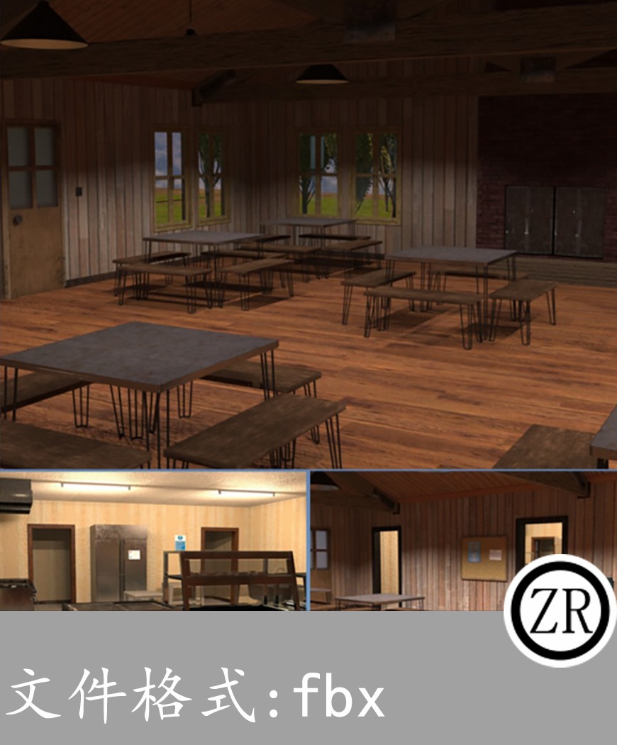 餐馆桌椅有贴图-场景23
