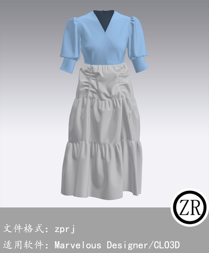CLO3D/Marvelous Designer  连衣裙服装 M102