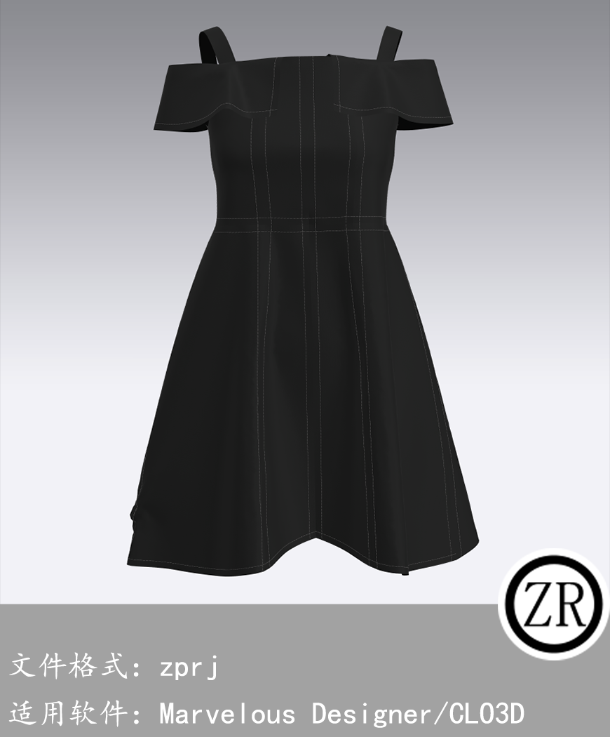 CLO3D/Marvelous Designer  连衣裙服装 M103