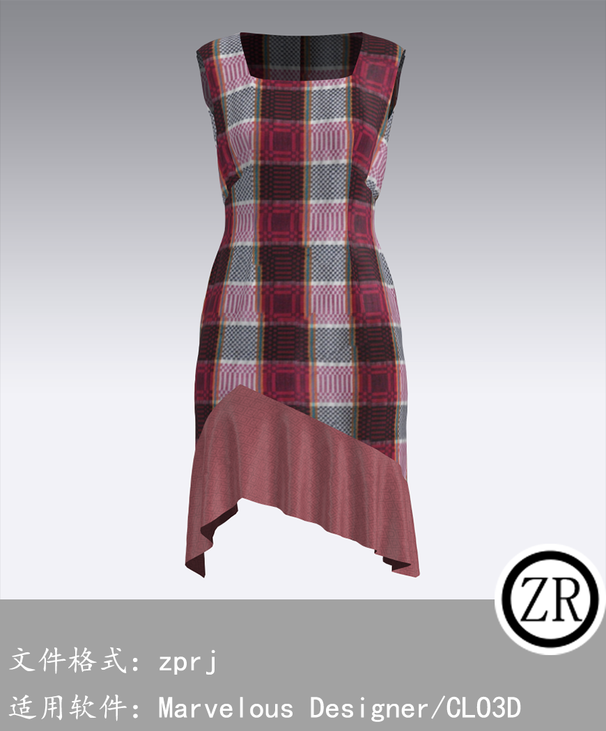 CLO3D/Marvelous Designer  连衣裙服装 M106