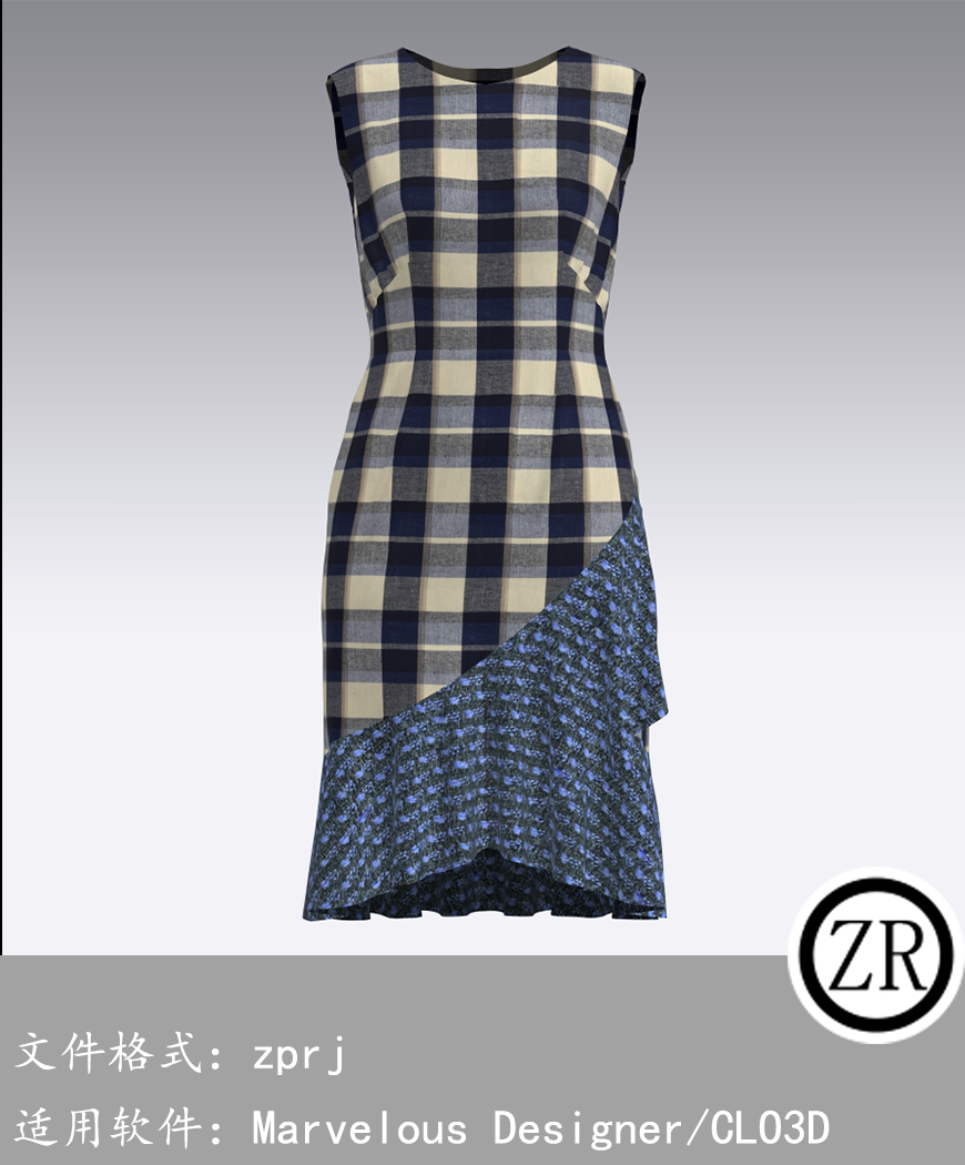 CLO3D/Marvelous Designer  连衣裙服装 M107