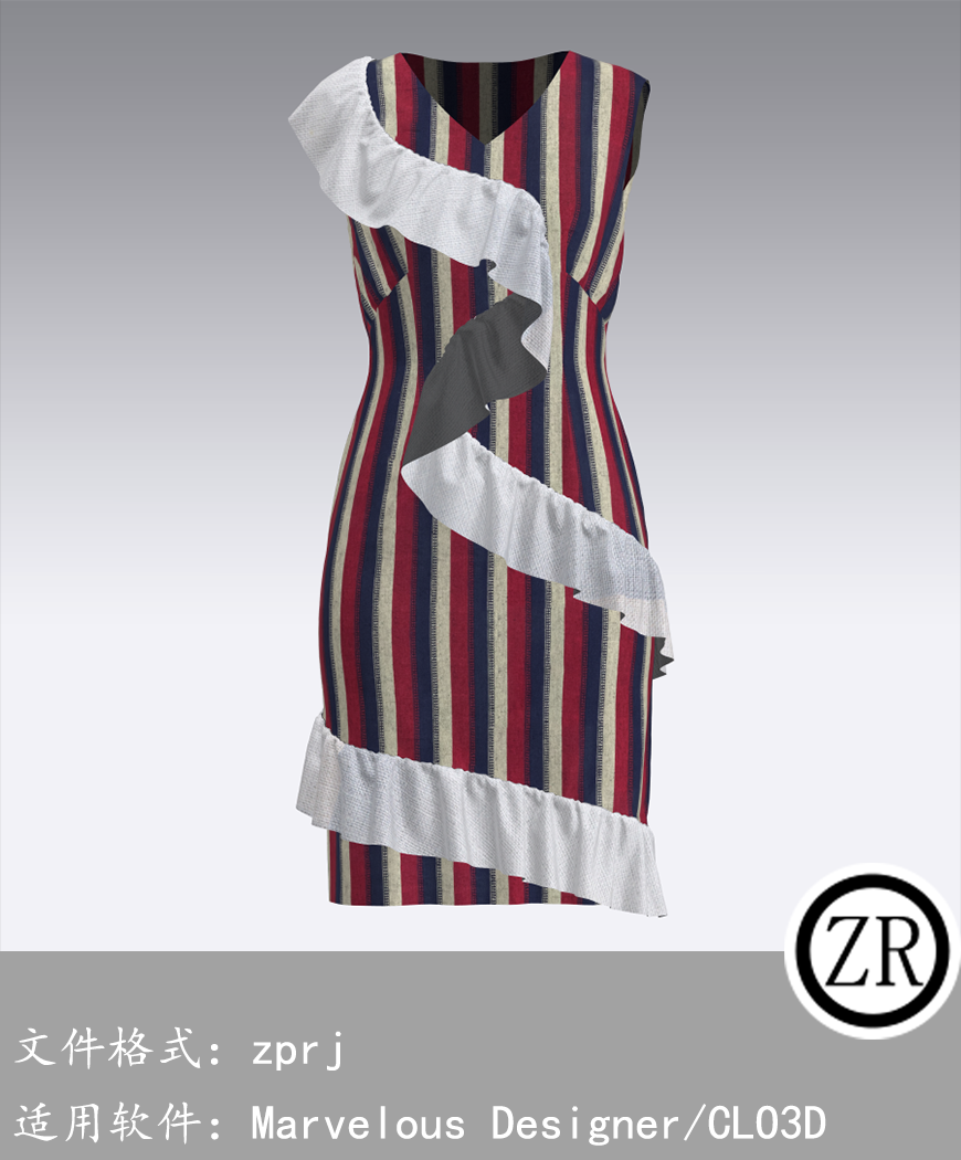 CLO3D/Marvelous Designer  连衣裙服装 M108