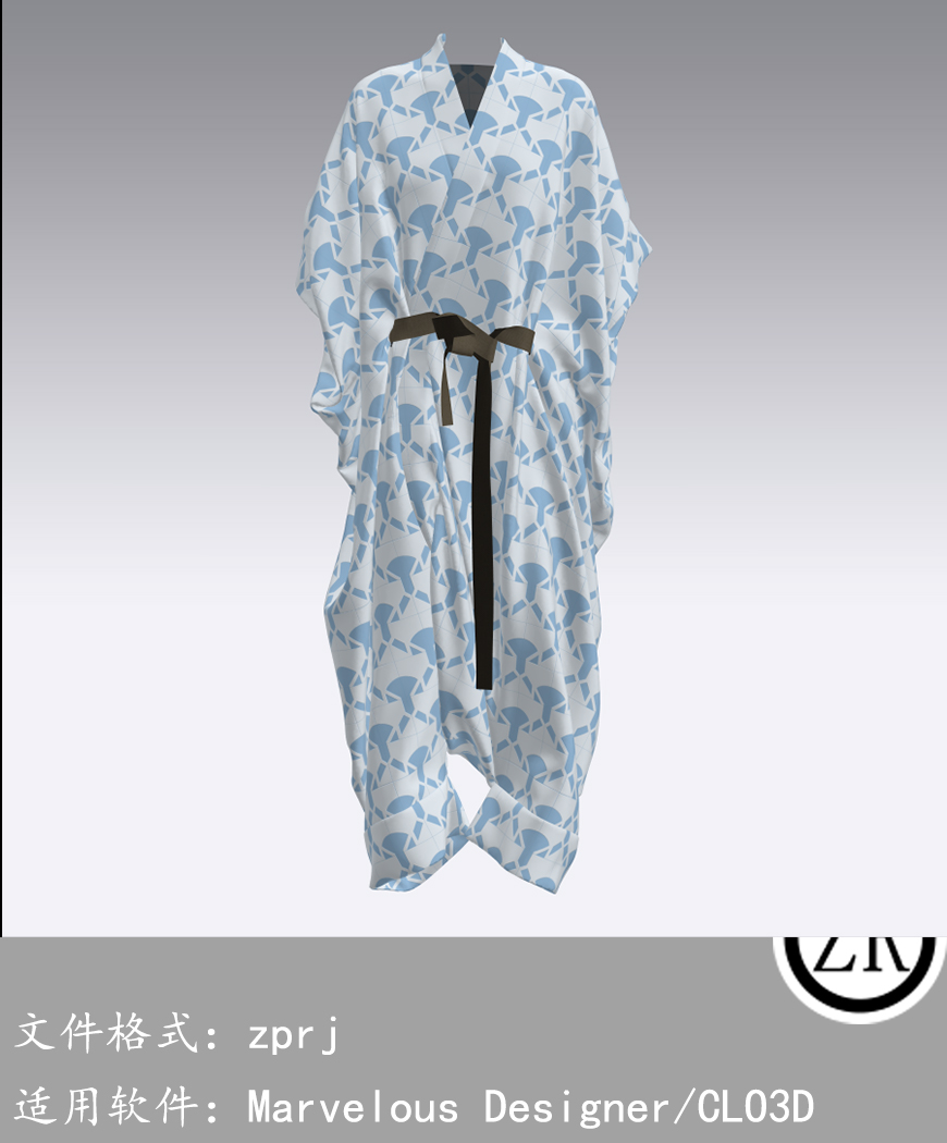 Marvelous Designer/CLO3D  睡衣睡袍服装 M12