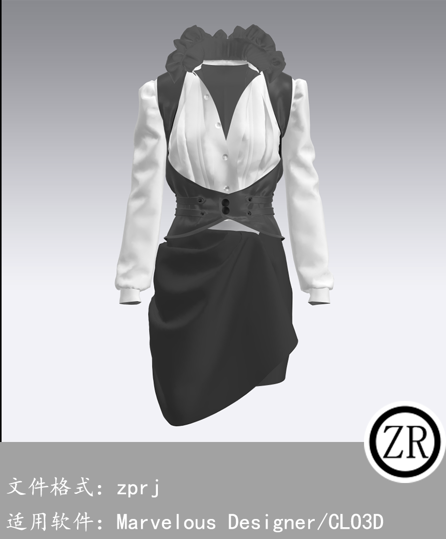 Marvelous Designer/CLO3D  上衣裙子服装 M14