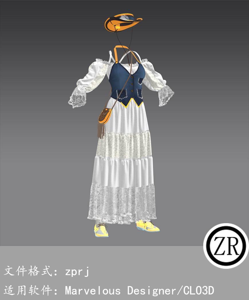 CLO3D/Marvelous Designer 长裙 民族服装 M162