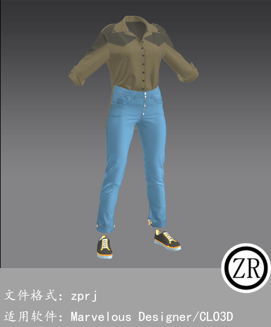CLO3D/Marvelous Designer 外套裤子服装 M163