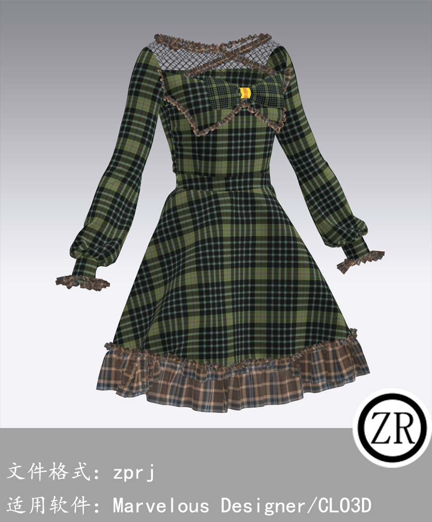 CLO3D/Marvelous Designer 连衣裙服装 M165