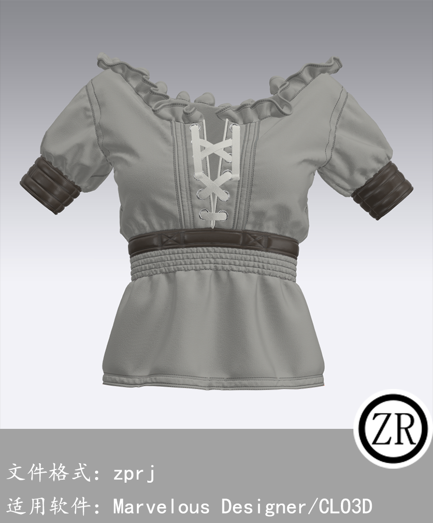 CLO3D/Marvelous Designer 花边上衣服装 M172