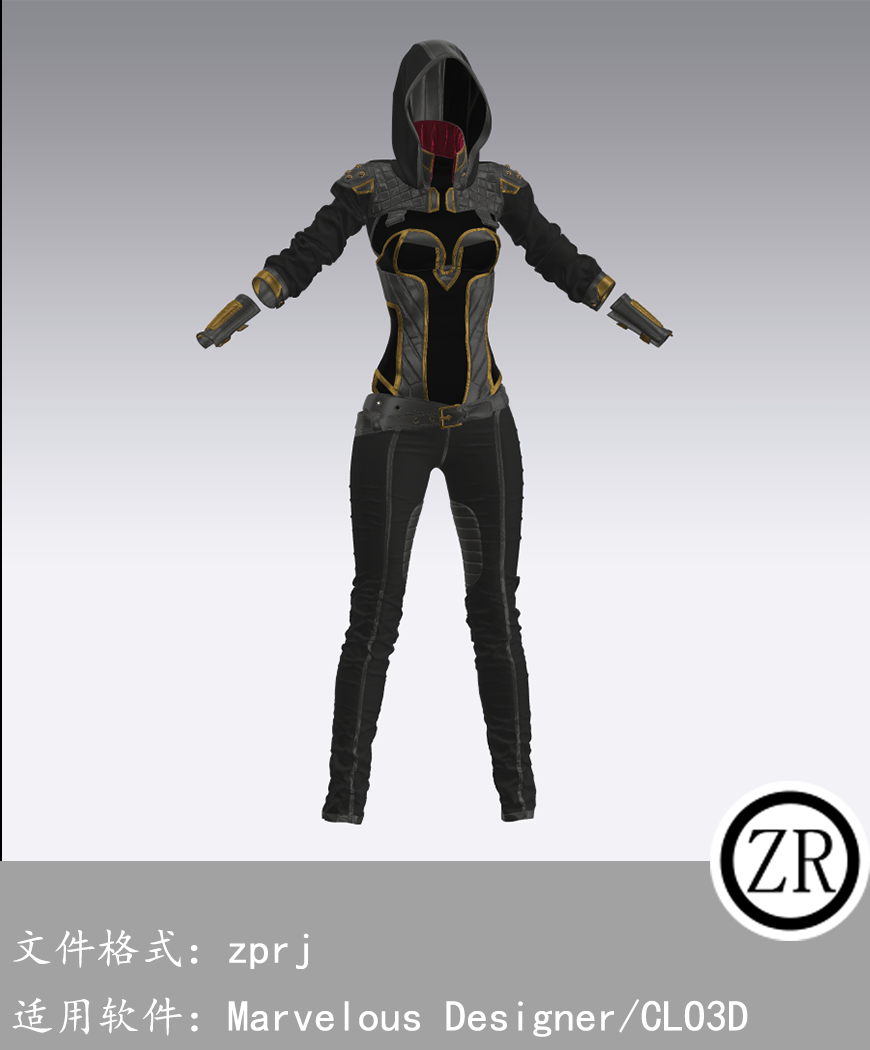 CLO3D/Marvelous Designer 铠甲朋克服装 M179