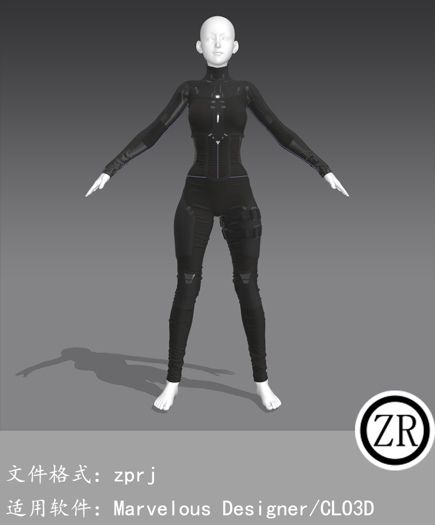 CLO3D/Marvelous Designer 朋克上衣裤子紧身服装 M181