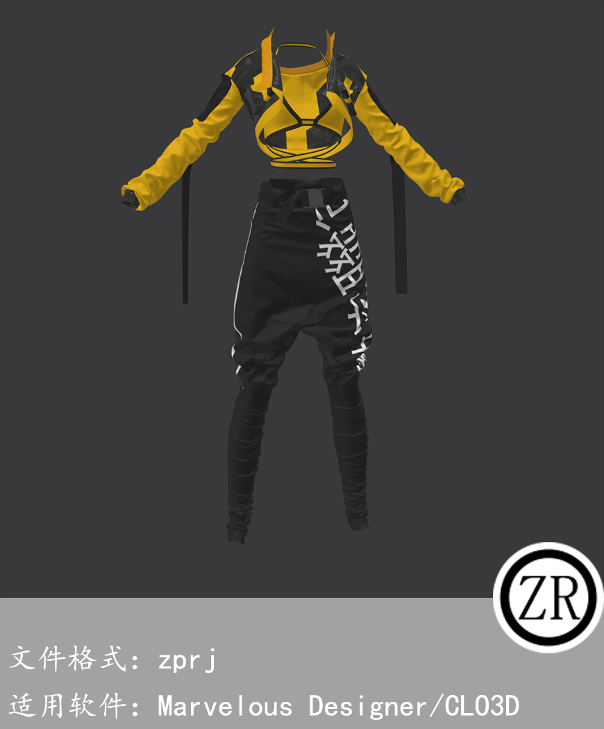 CLO3D/Marvelous Designer 朋克潮流上衣裤子服装 M182