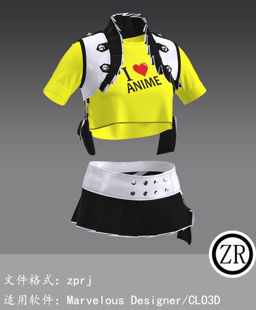 CLO3D/Marvelous Designer 上衣短外套短裙服装 M186