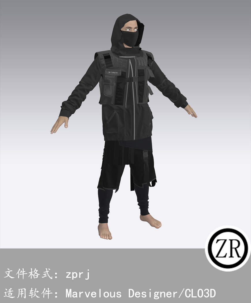 CLO3D/Marvelous Designer 朋克外套夜行服装 M188