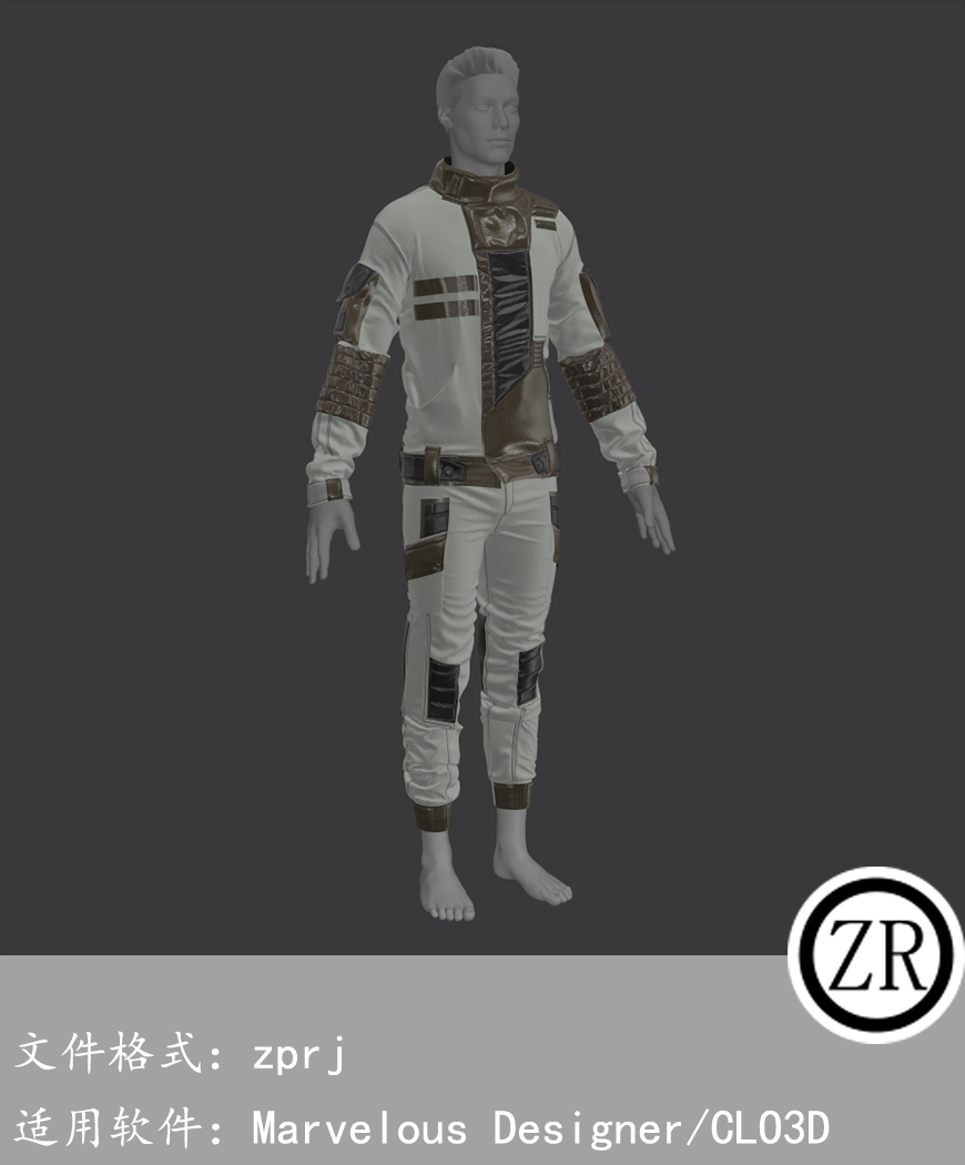 CLO3D/Marvelous Designer 夹克裤子朋克服装 M189