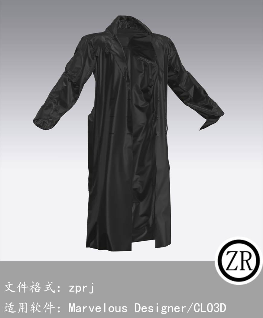 CLO3D/Marvelous Designer 长外套夹克服装 M191