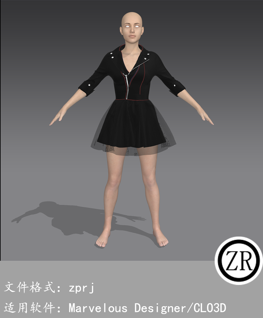 CLO3D/Marvelous Designer 连衣裙短服装 M203