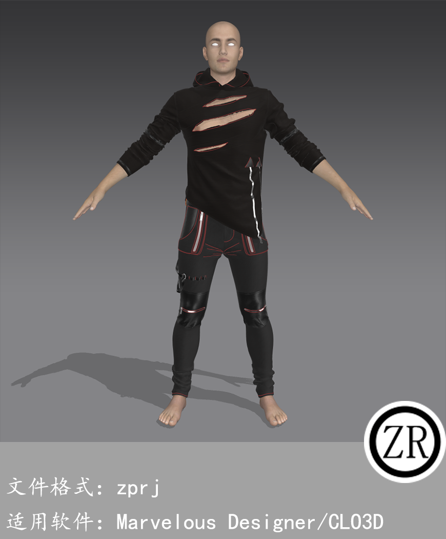 CLO3D/Marvelous Designer 运动上衣裤子服装 M204