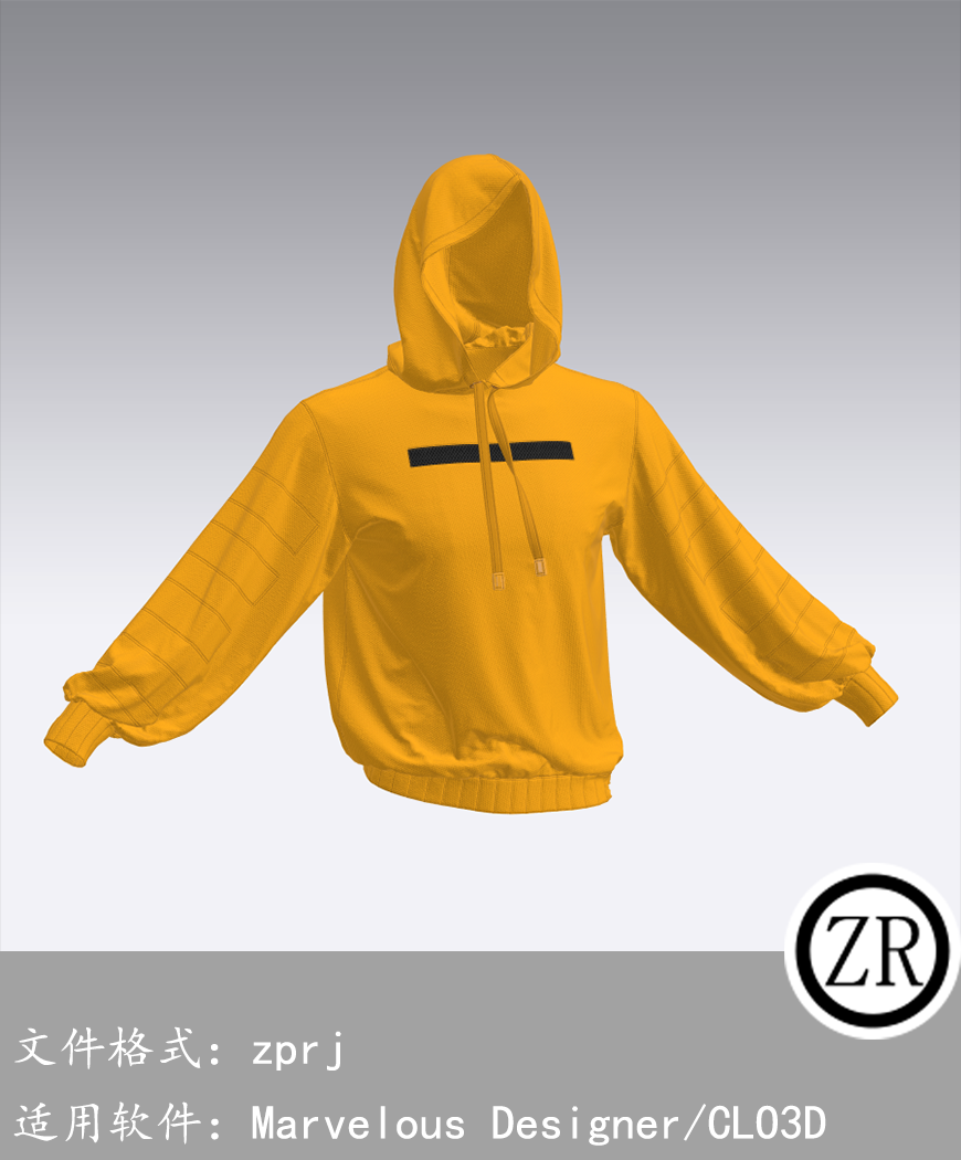 CLO3D/Marvelous Designer 运动卫衣上衣服装 M207