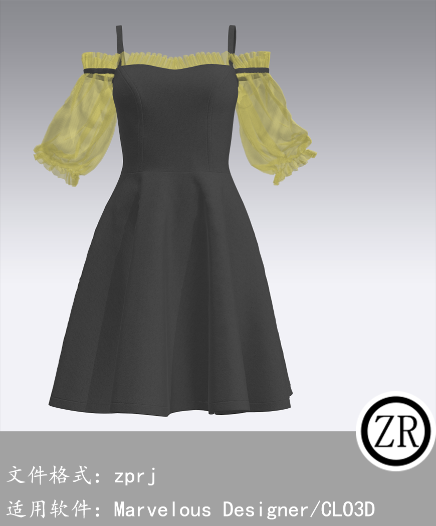 CLO3D/Marvelous Designer 吊带连衣裙服装 M220