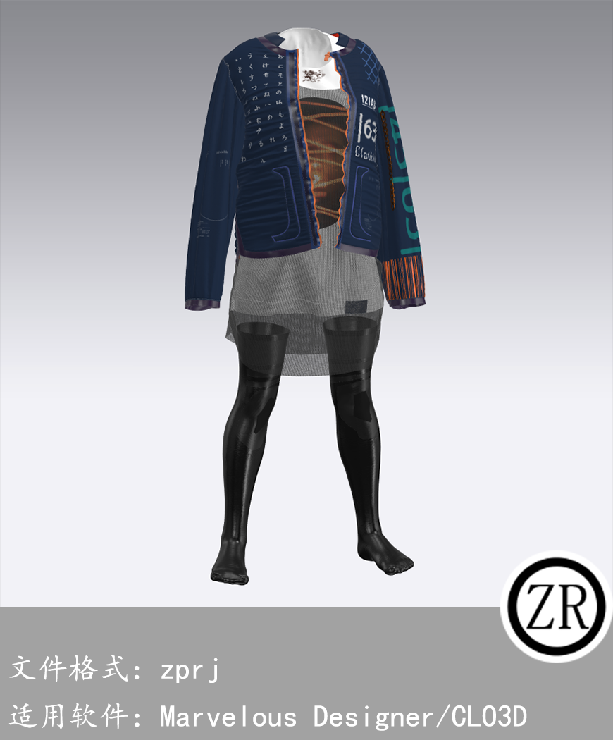CLO3D/Marvelous Designer 上衣外套裙子服装 M228