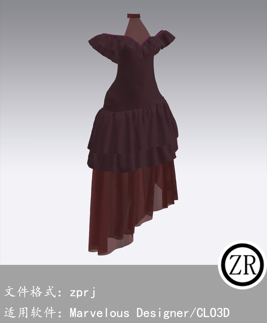 CLO3D/Marvelous Designer 连衣裙长服装 M233