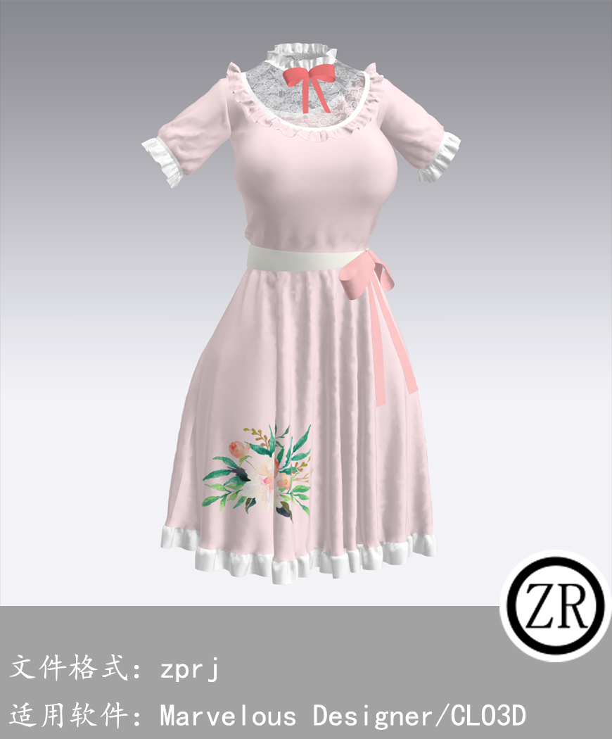 CLO3D/Marvelous Designer 连衣裙服装 M235