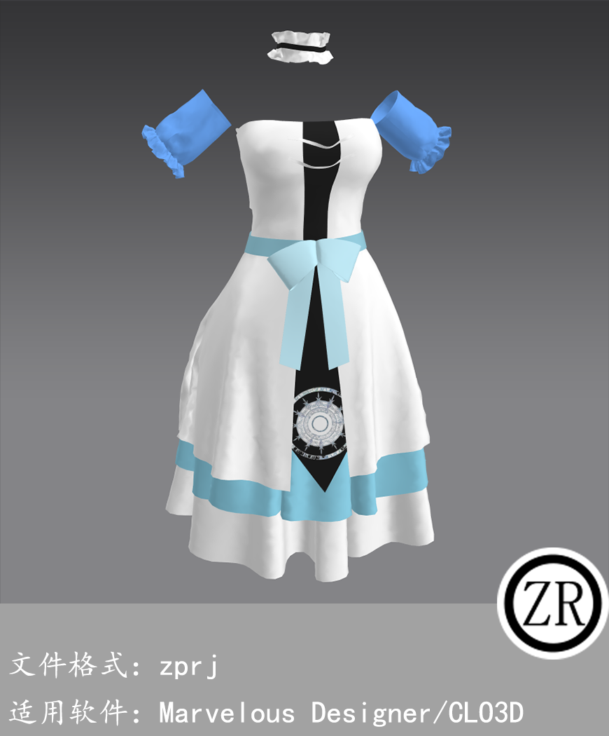 CLO3D/Marvelous Designer 复古连衣裙服装 M239