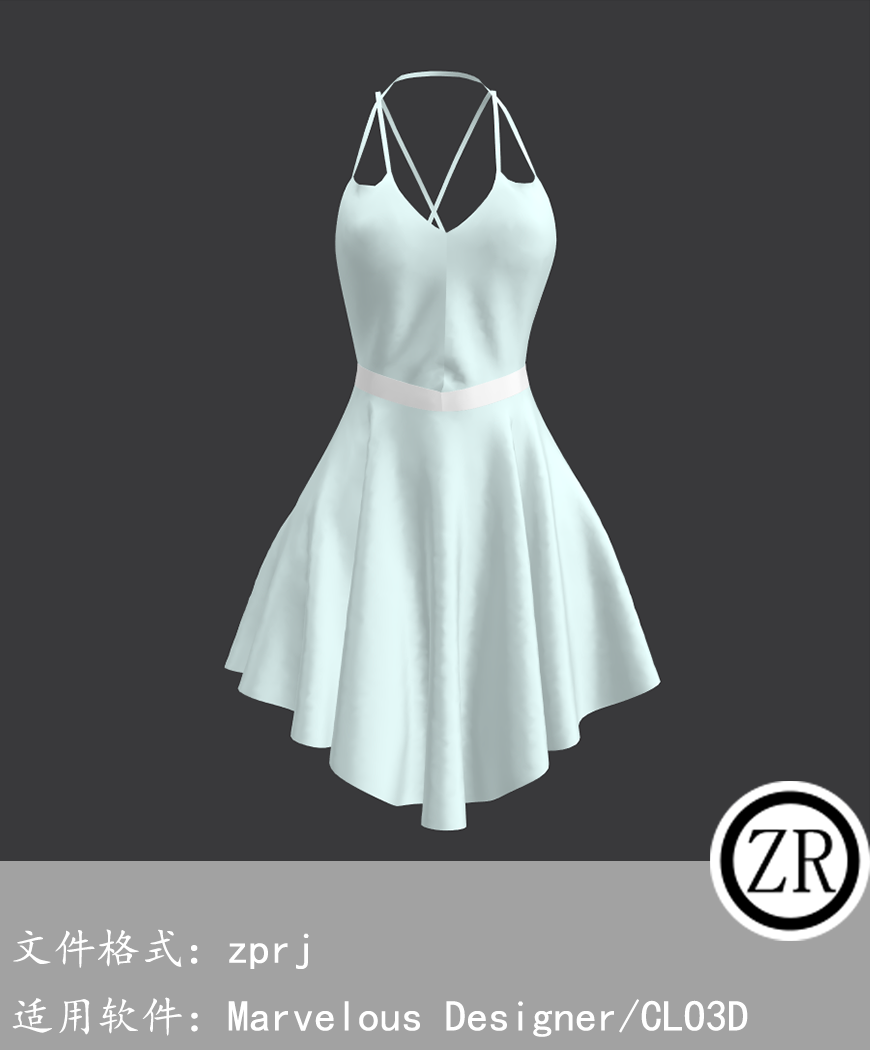 CLO3D/Marvelous Designer 连衣裙服装 M242