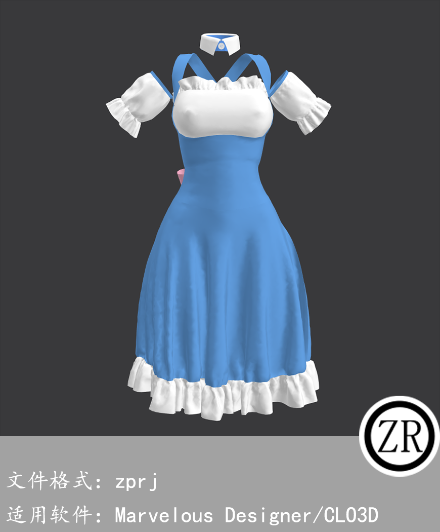 CLO3D/Marvelous Designer 连衣裙服装 M244