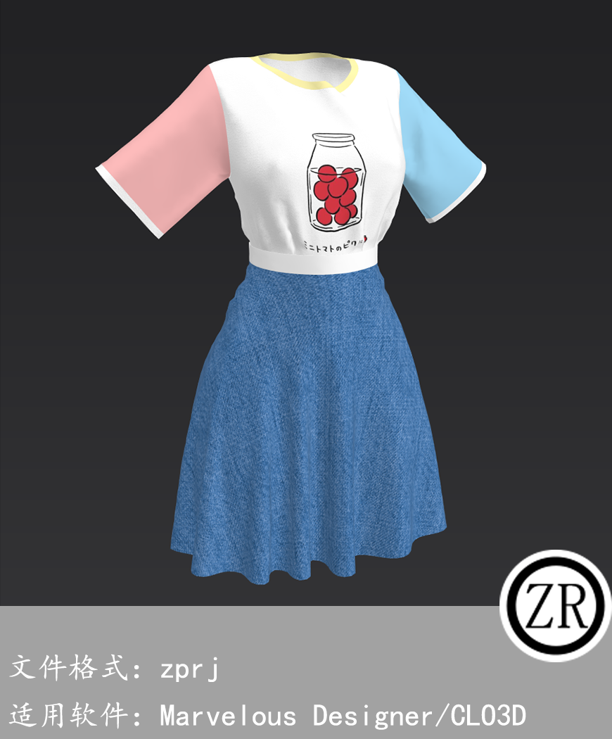 CLO3D/Marvelous Designer 小熊上衣JK裙服装 M258