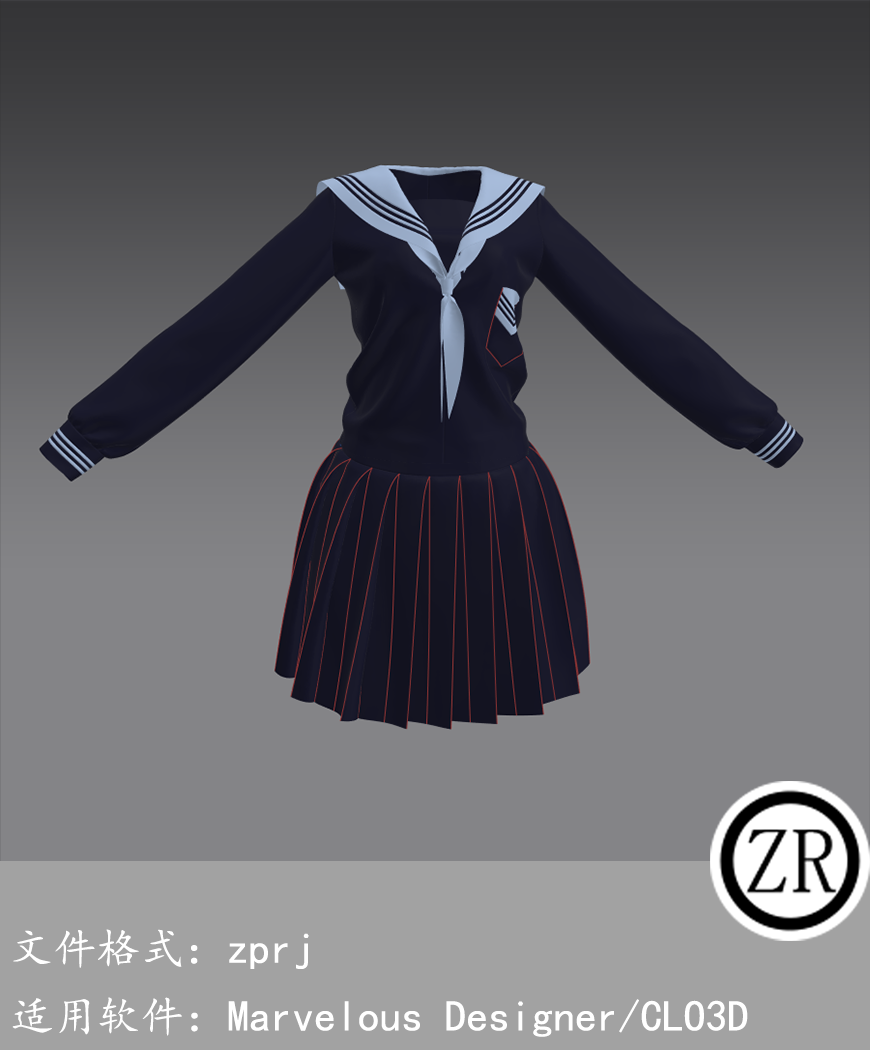 CLO3D/Marvelous Designer 校服JK服装 M271