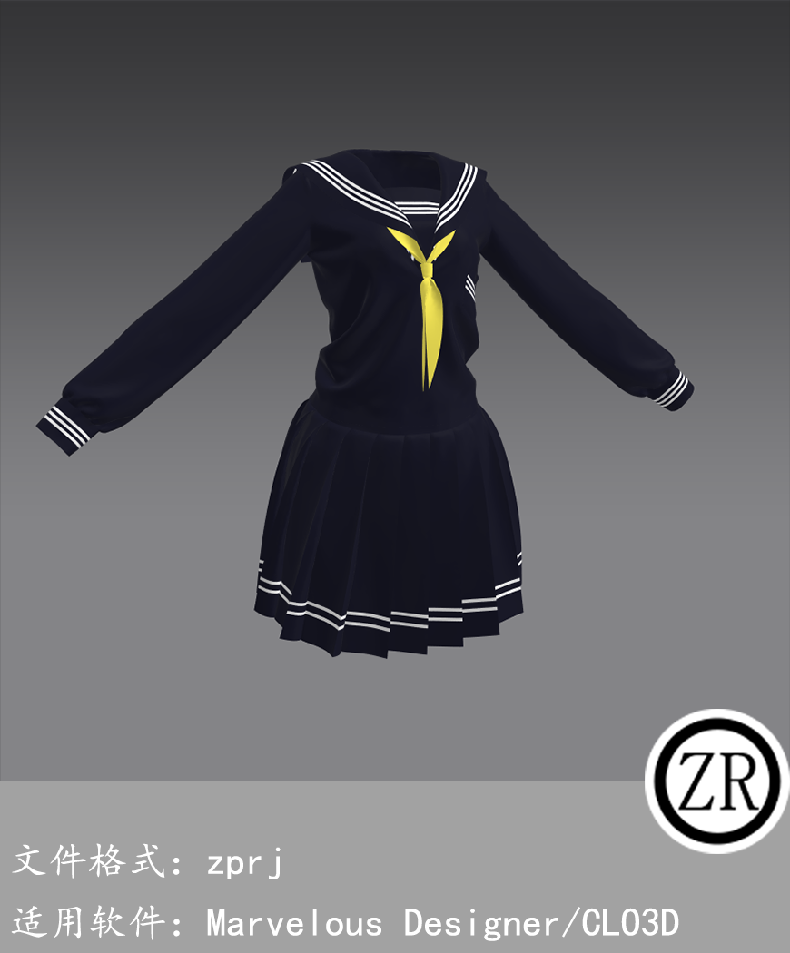CLO3D/Marvelous Designer 校服JK服装 M272