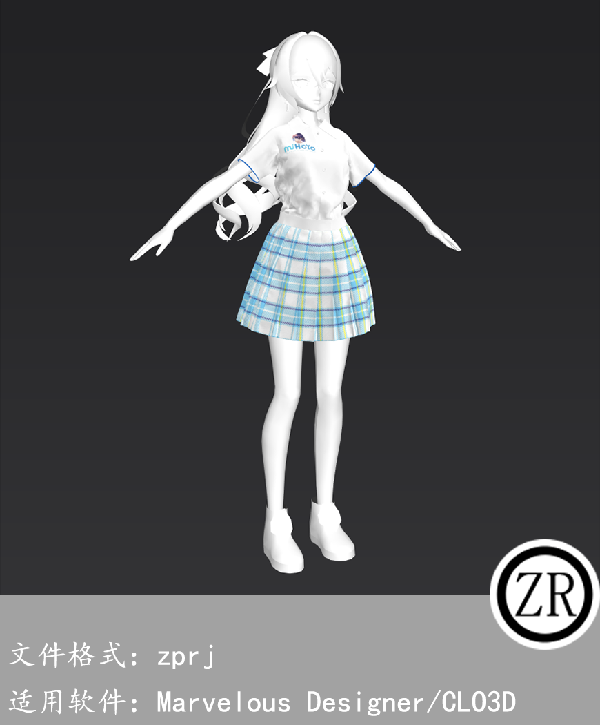 CLO3D/Marvelous Designer JK校服服装 M274