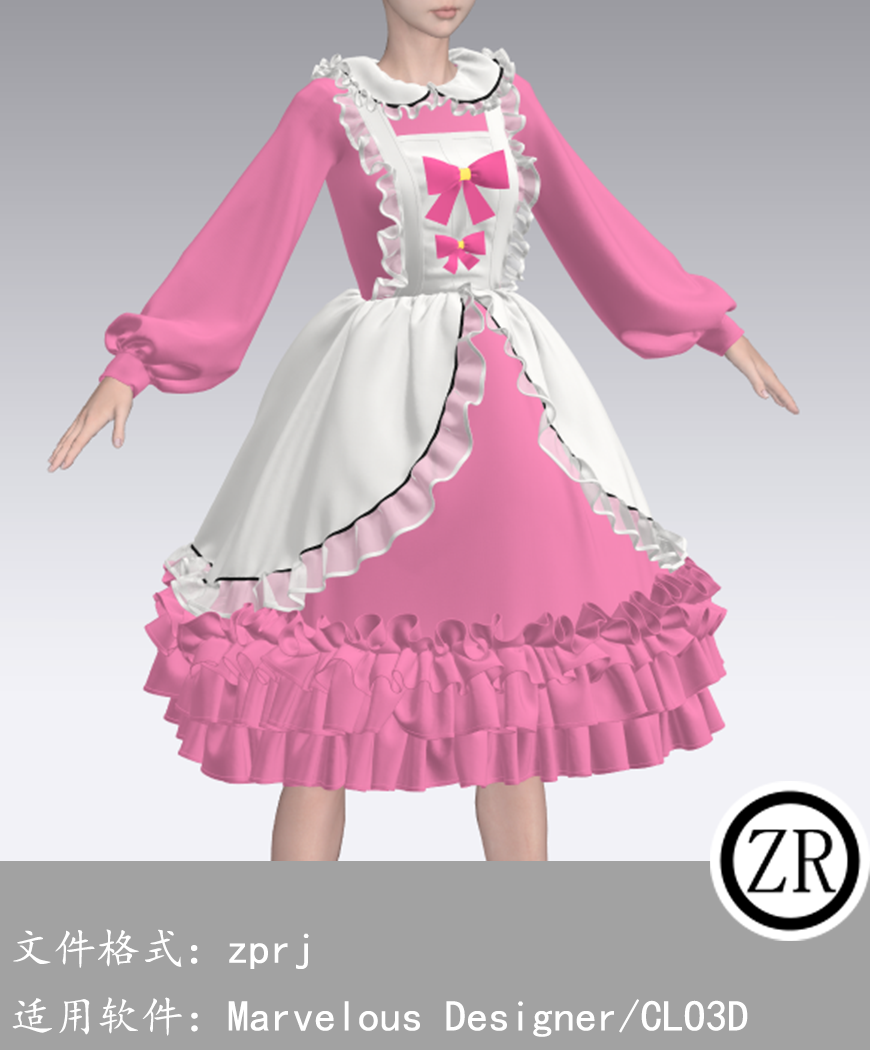 CLO3D/Marvelous Designer 女仆服装 M275