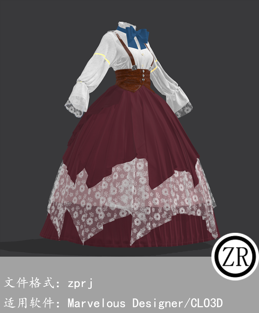 CLO3D/Marvelous Designer 连衣裙服装 M282
