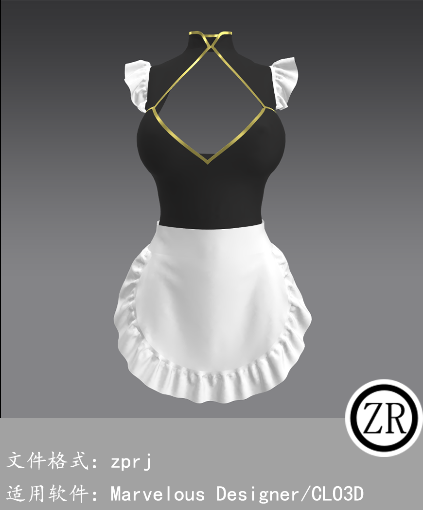 CLO3D/Marvelous Designer 女仆服装 M290