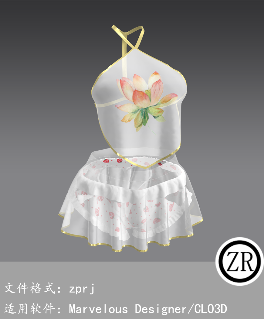 CLO3D/Marvelous Designer 性感古风睡衣服装 M291