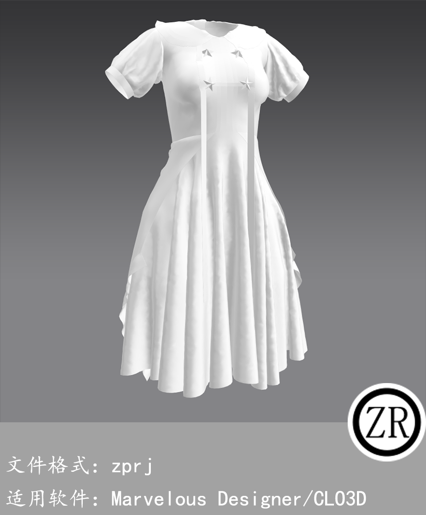 CLO3D/Marvelous Designer 连衣裙服装 M295