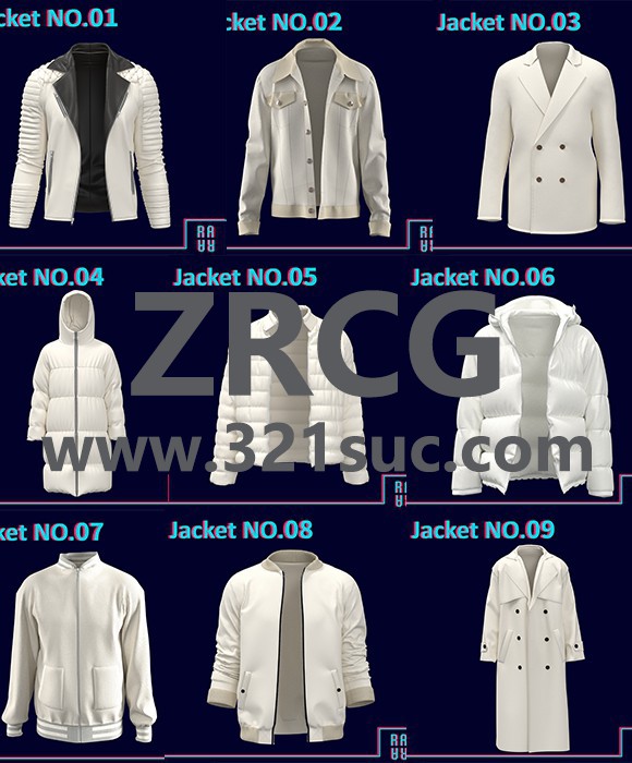 MD服装CLO素材--61款男女上衣长 外套裙子基础版型