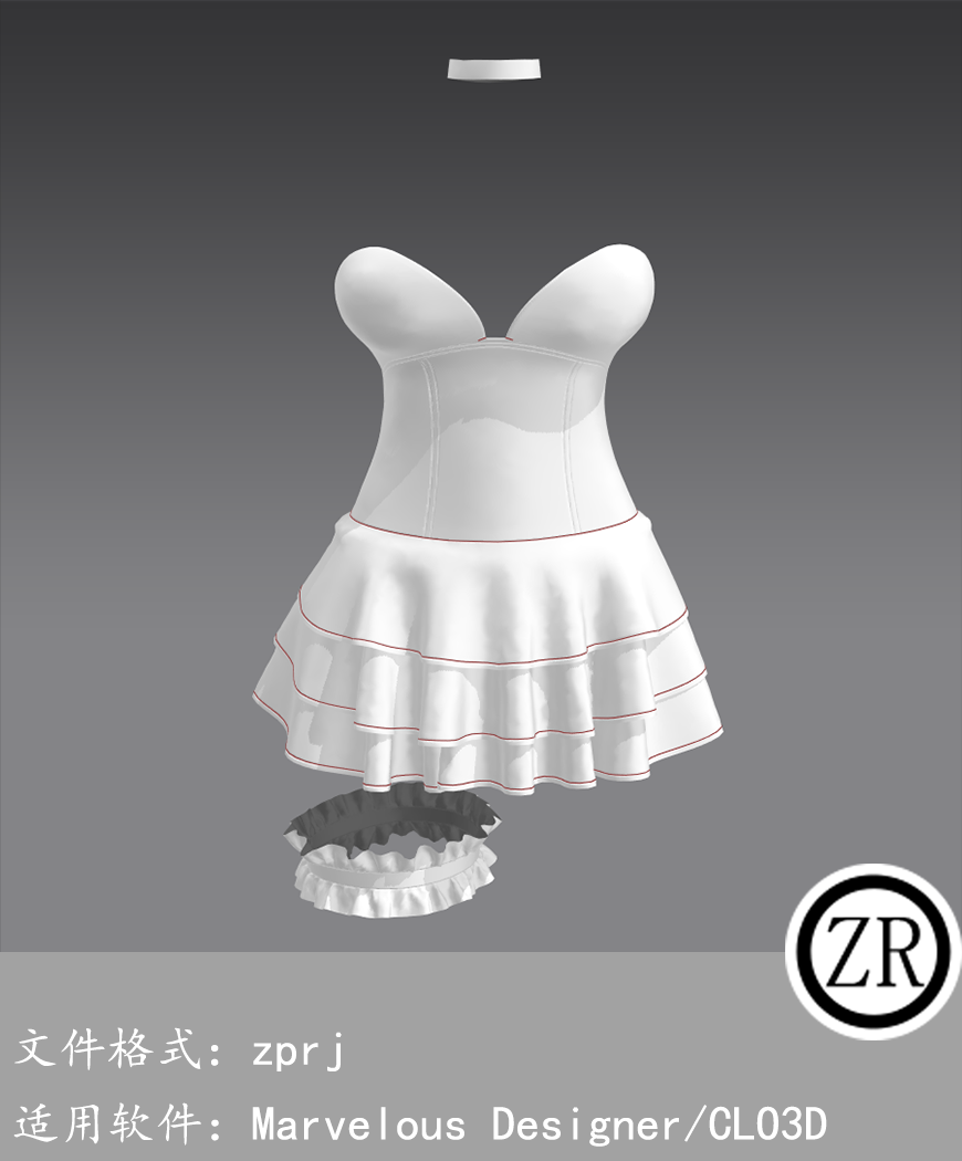 CLO3D/Marvelous Designer 礼服服装 M306