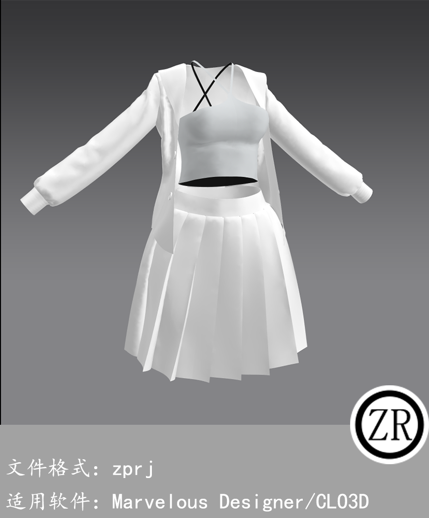 CLO3D/Marvelous Designer 吊带衫JK裙外套服装 M313