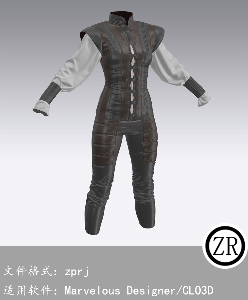 CLO3D/Marvelous Designer 古装战袍 M328