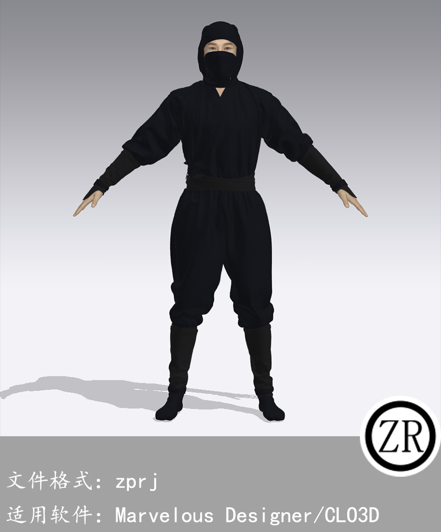 CLO3D/Marvelous Designer 古装忍者夜行服 M334