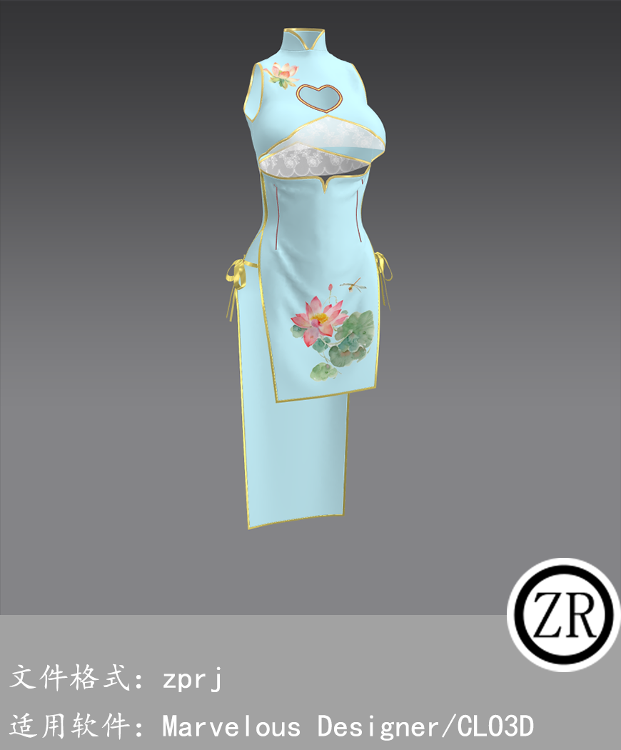 CLO3D/Marvelous Designer 古装旗袍 M363