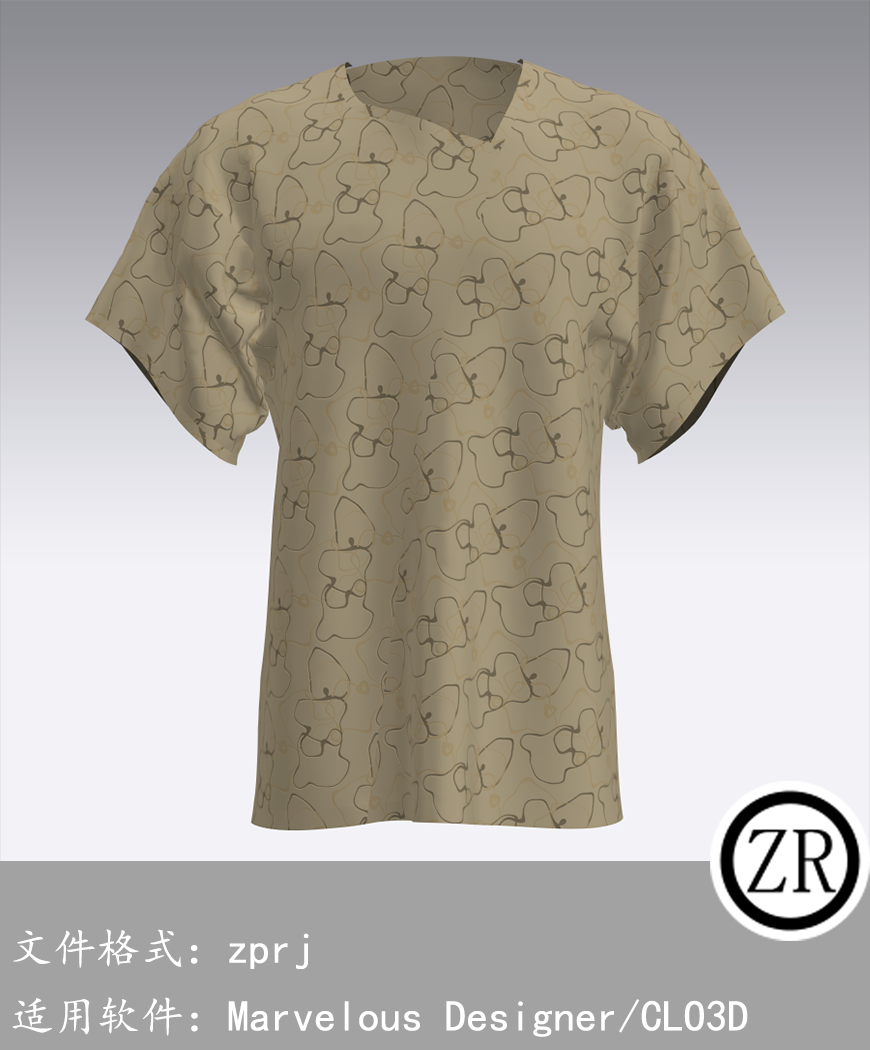 CLO3D/Marvelous Designer  无领衫服装 M48
