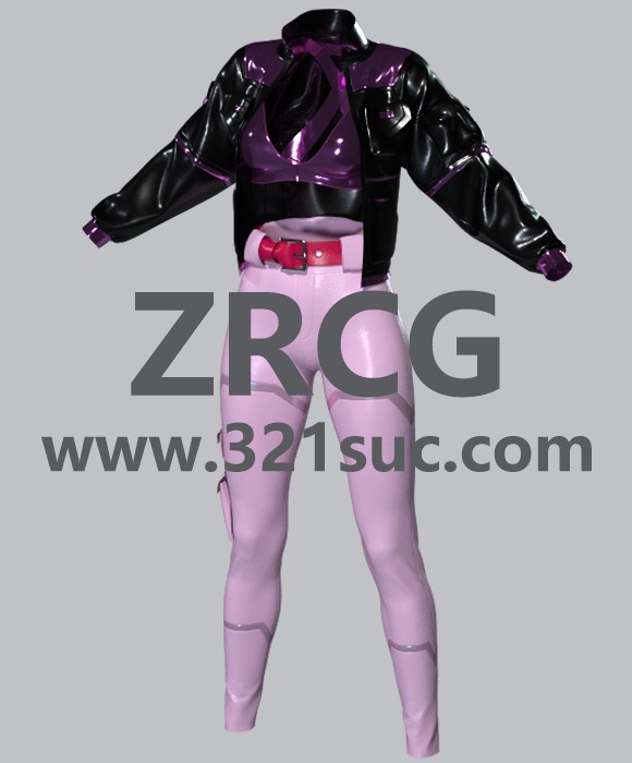 MD服装CLO素材--赛博朋克女抢手套装