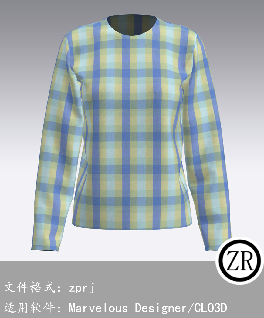 CLO3D/Marvelous Designer  无领衫服装 M55