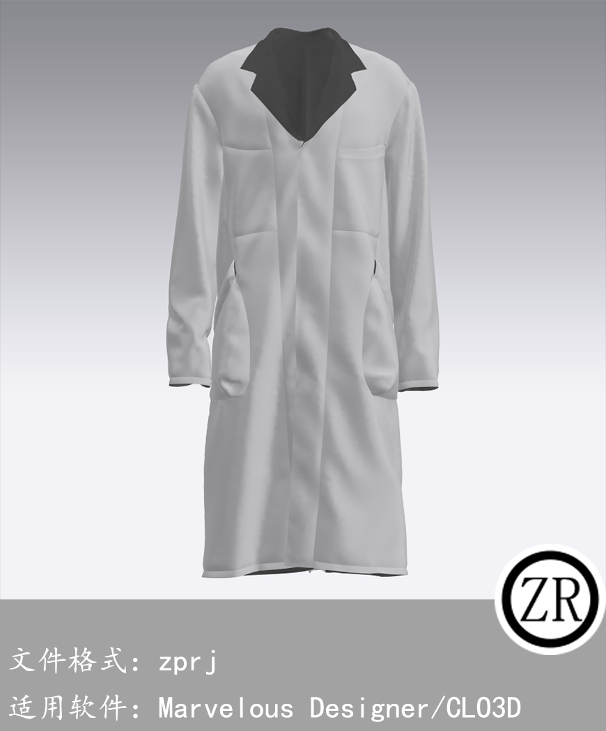 CLO3D/Marvelous Designer  大衣长衫服装 M56