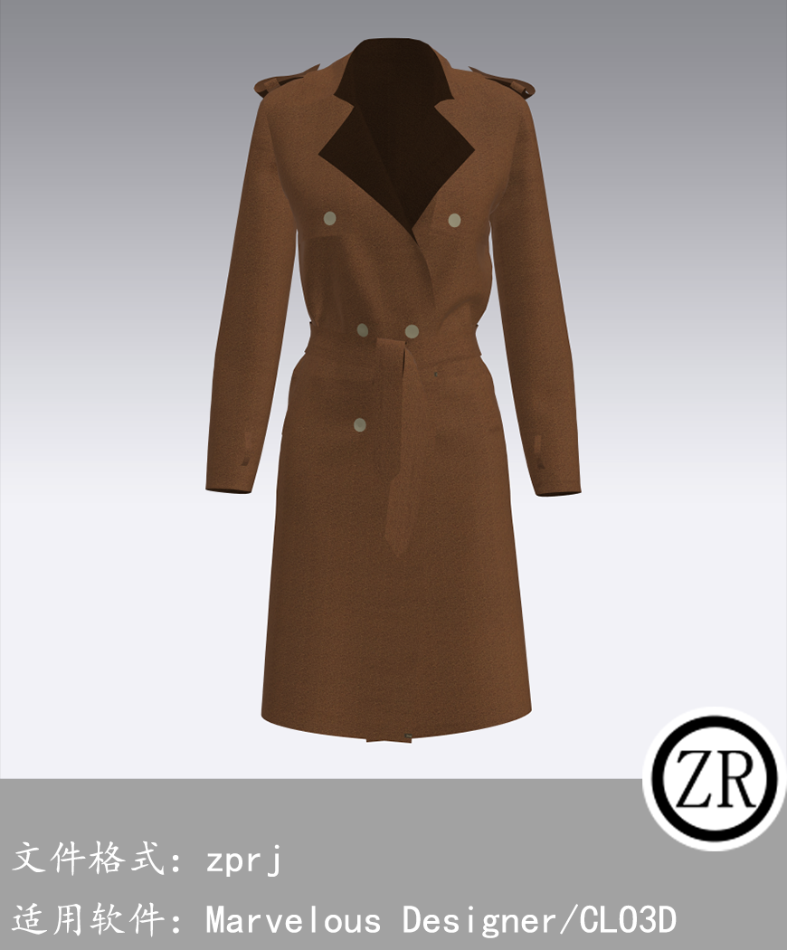 CLO3D/Marvelous Designer  大衣长衫服装 M58