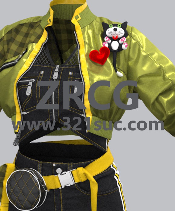 MD服装CLO素材--女性赛博朋克套装5